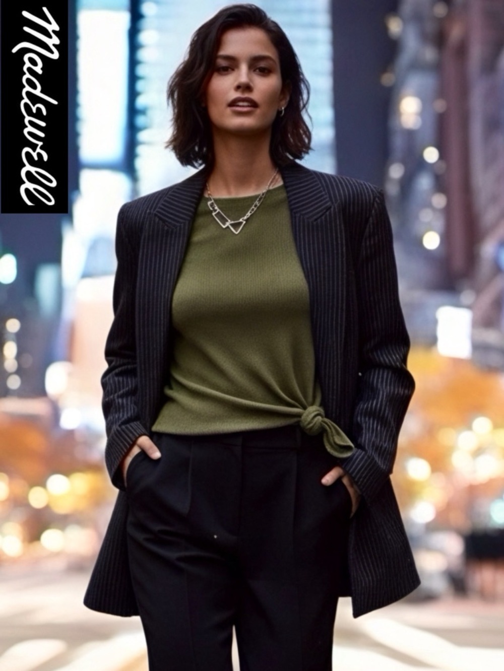 Madewell Knotted Olive Long Sleeve Top